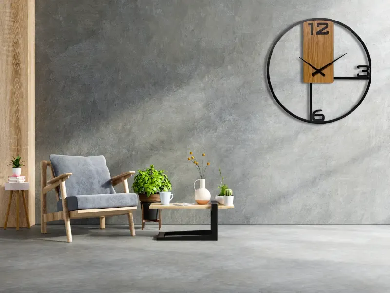 NOWOCZESNY ZEGAR "AGA" 70 CM DRAGON INTERIORS Z WYPUKŁYMI CYFRAMI W STYLU LOFT Z OKLEINĄ DREWNOPODOBNĄ W KOLORZE DĄB JAPOŃSKI - obrazek 9