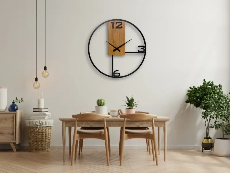 NOWOCZESNY ZEGAR "AGA" 70 CM DRAGON INTERIORS Z WYPUKŁYMI CYFRAMI W STYLU LOFT Z OKLEINĄ DREWNOPODOBNĄ W KOLORZE DĄB JAPOŃSKI - obrazek 11