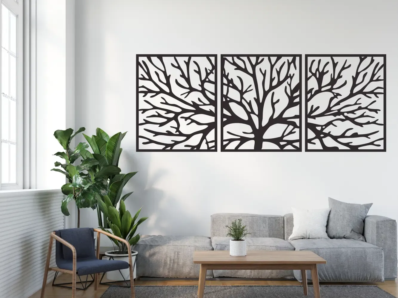 DRZEWO W RAMIE TRYPTYK 150 x 60 CM - obrazek 4